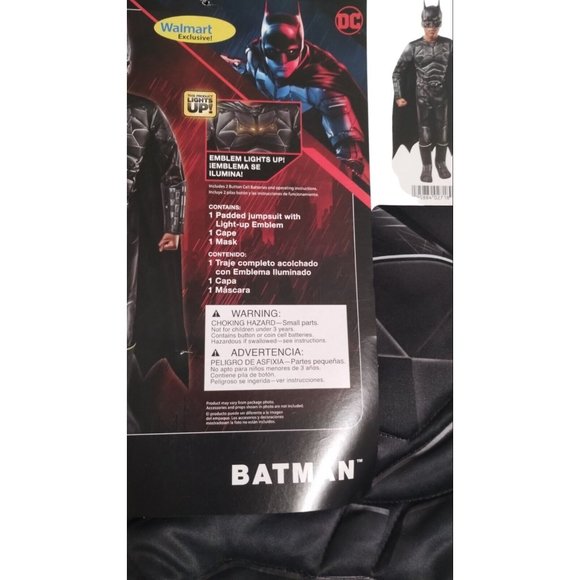 The Batman Boys 3 Piece Padded Muscle Costume Medium 8 New Halloween Lights Up - Picture 3 of 9